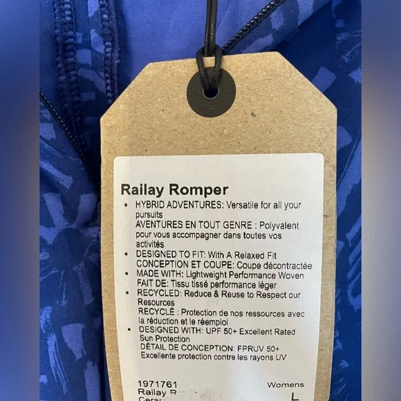 Prana Railay Romper Ceramic Blue Size Large - Picture 9 of 11